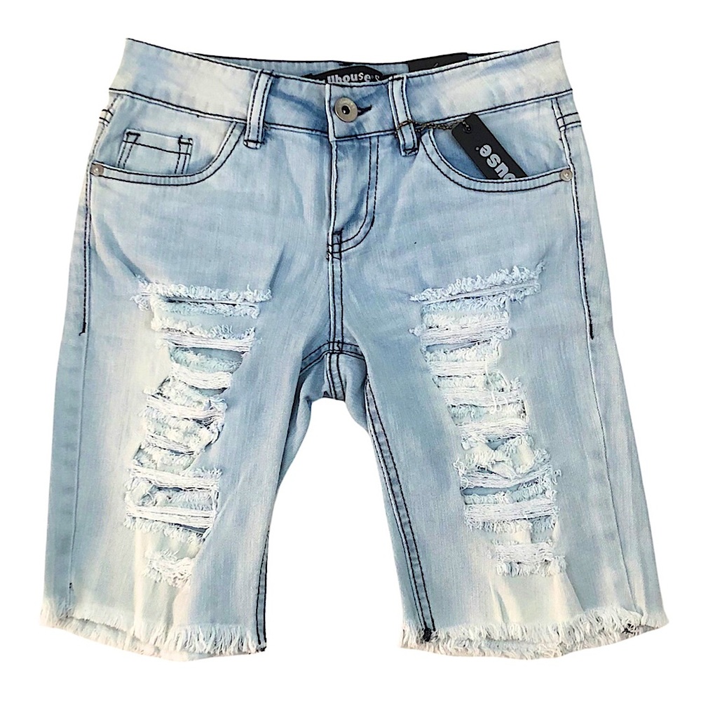 Dollhouse Bermuda Distressed Frayed Hem Jean Shorts Size 3 Waist 26 NEW